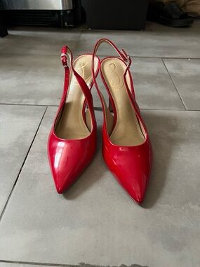 Sam Edelman Red Patent Pointed-Toe Slingback Heels